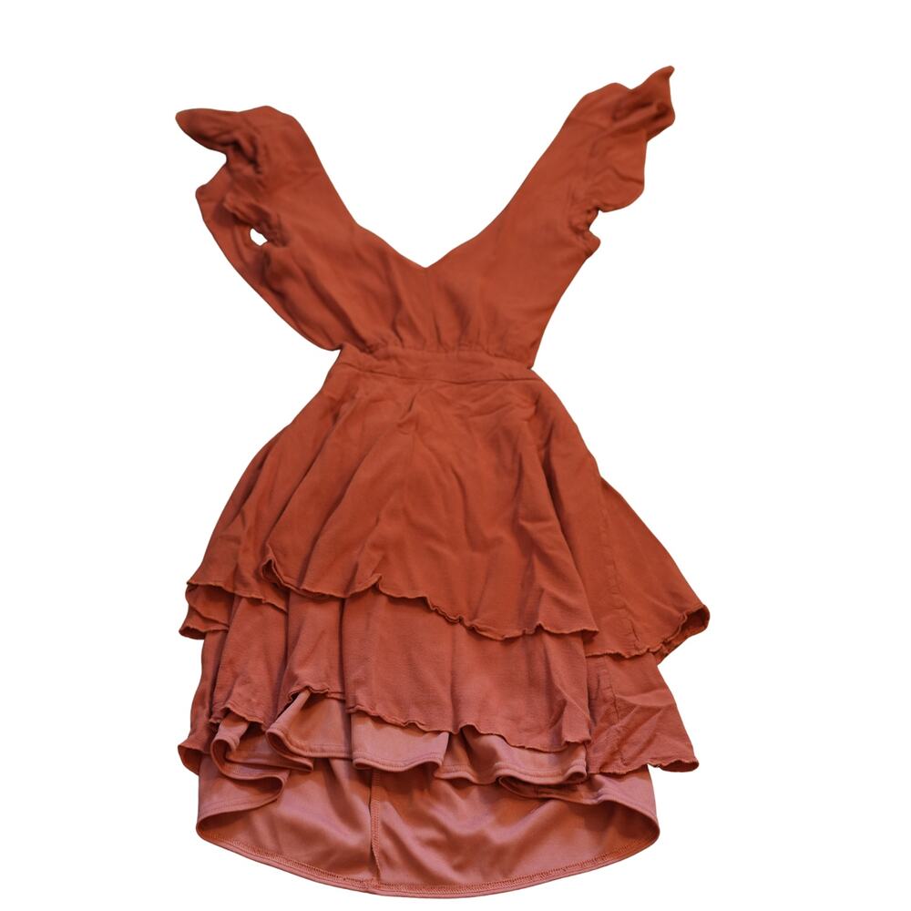 Alter'd State Backless Tiered Mini Dress - Burnt Orange - Size XS